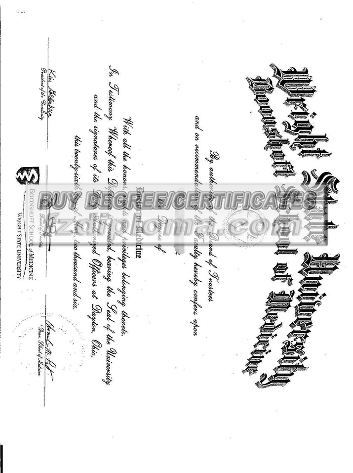 Where to Purchase a Fake Wright State University Booneshire College of Medicine Diploma