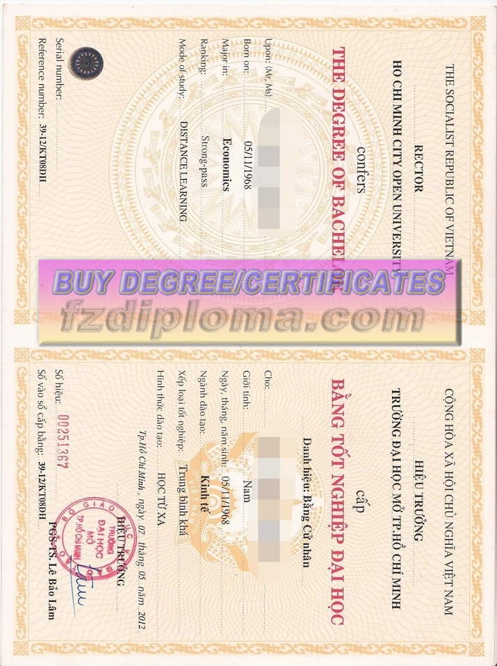 Order Where to Purchase Fake Ho Chi Minh City Open University Diploma