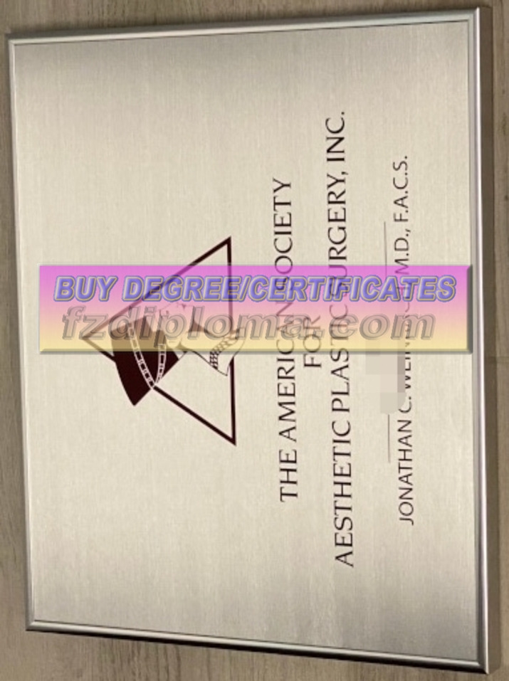 Buy Online: Member Certificate of the American Society of Aesthetic Plastic Surgery, Inc